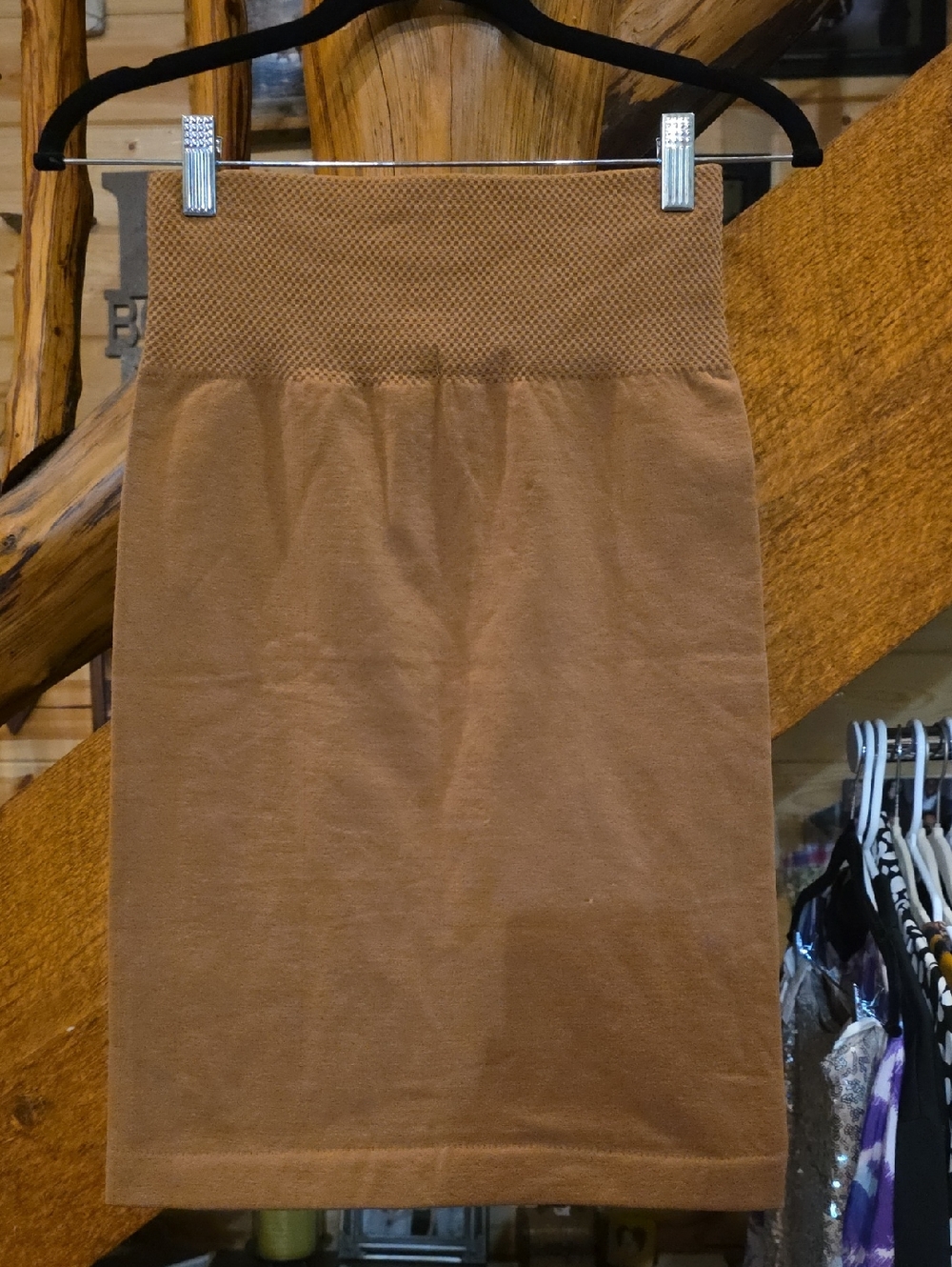 2 Stretch Rib Waist Pencil Skirts in Brown & Grey. 2 Skirts, One Shipping Charge